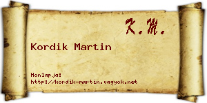 Kordik Martin névjegykártya