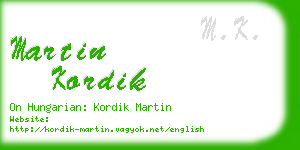 martin kordik business card